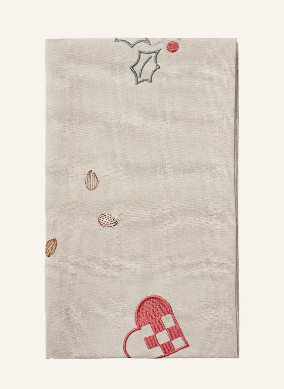 BROSTE COPENHAGEN Tischläufer FRYD BEIGE / ROT / GRÜN