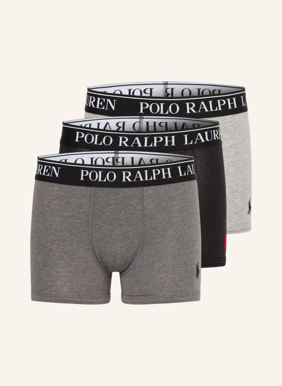 POLO RALPH LAUREN Boxerky, 3 kusy v balení ŠEDÁ / SVĚTLE ŠEDÁ / ČERNÁ