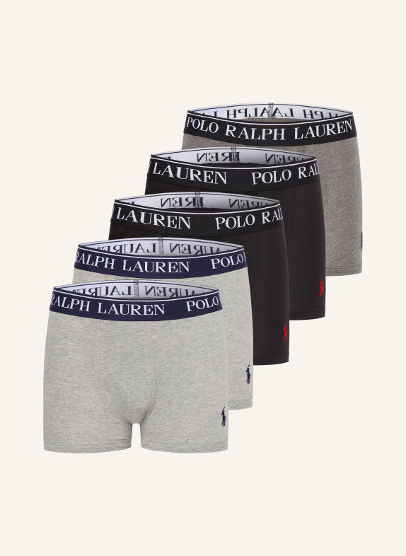 POLO RALPH LAUREN Boxerky, 5 kusů v balení TMAVĚ ŠEDÁ / SVĚTLE ŠEDÁ / ČERNÁ