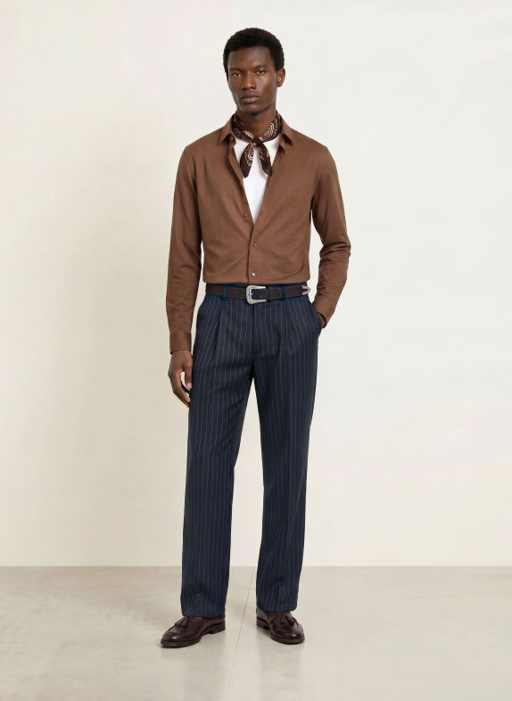 MOS MOSH Gallery Jersey overhemd MARCO Extra Slim Fit BRUIN