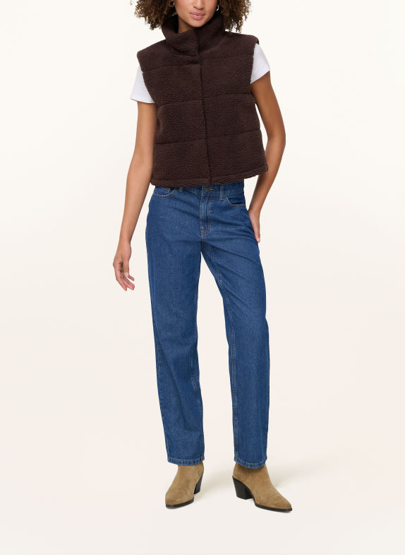 ONLY Quilted teddy vest DARK BROWN