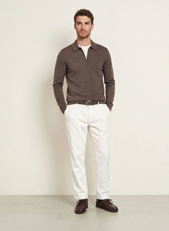 MAERZ MUENCHEN Sweater made of merino wool DARK BROWN