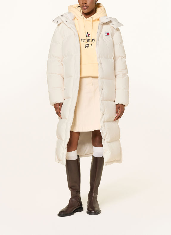 TOMMY JEANS Daunenmantel mit abnehmbarer Kapuze WEISS