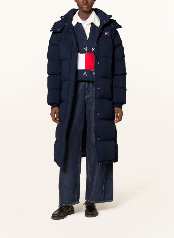 TOMMY JEANS Palton din puf cu glugă detașabilă ALBASTRU ÎNCHIS