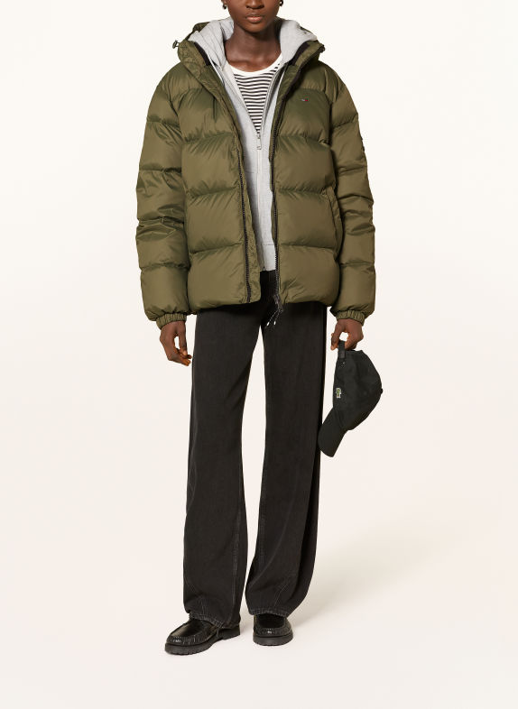TOMMY JEANS Daunenjacke mit abnehmbarer Kapuze OLIV