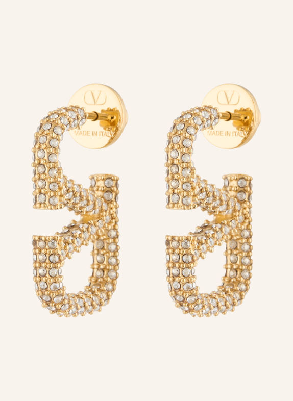 VALENTINO GARAVANI Earrings VLOGO SIGNATURE STRASS with Swarovski crystals GOLD / WHITE
