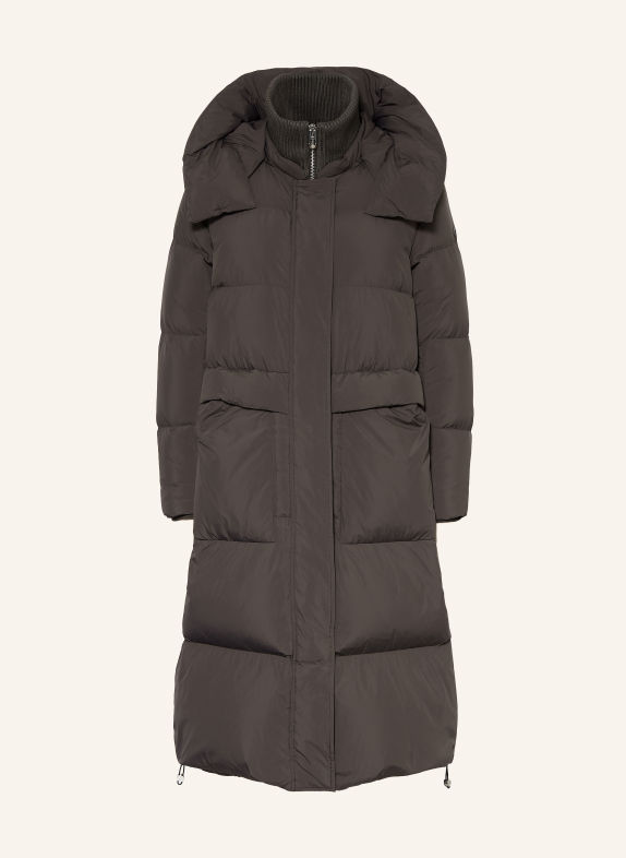 DUNO Down coat FULLY with removable hood DARK BROWN