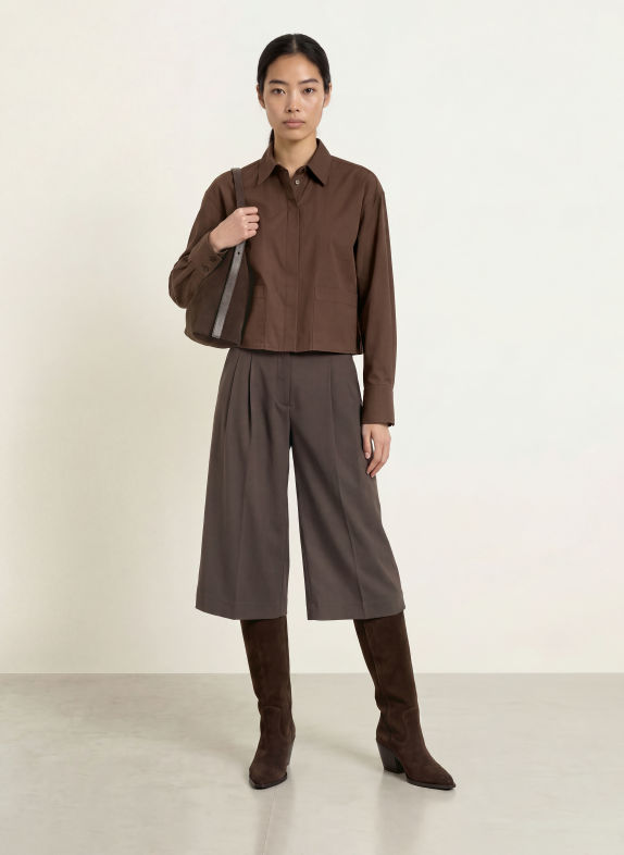 Y.A.S. Cropped shirt blouse DARK BROWN