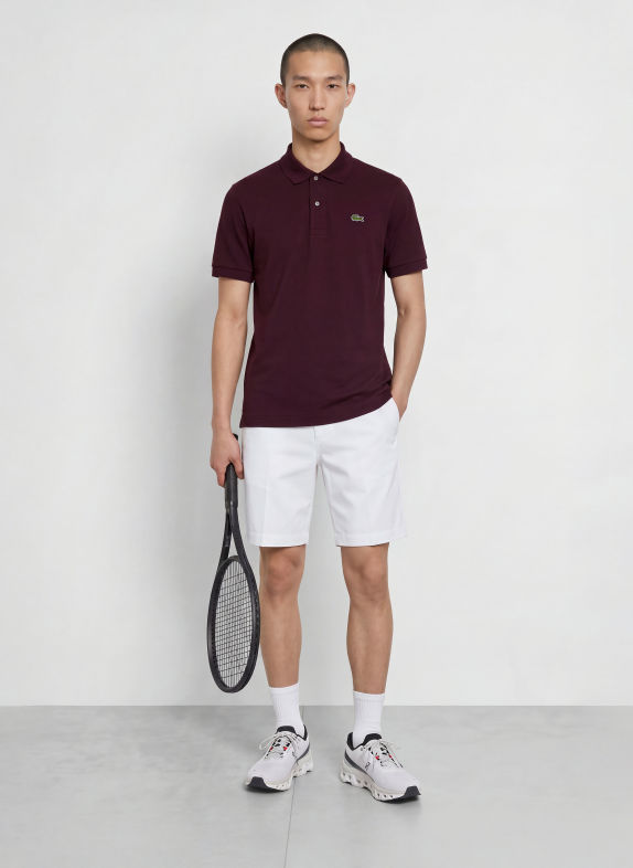 LACOSTE Piqué poloshirt DONKERROOD