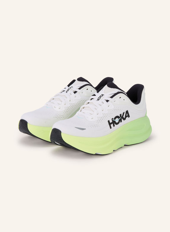 HOKA BONDI 9 running shoes WHITE / NEON GREEN / BLACK
