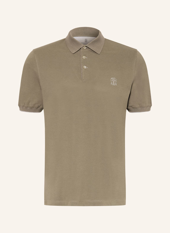 BRUNELLO CUCINELLI Polokošile z piké KHAKI / ČERNOŠEDÁ