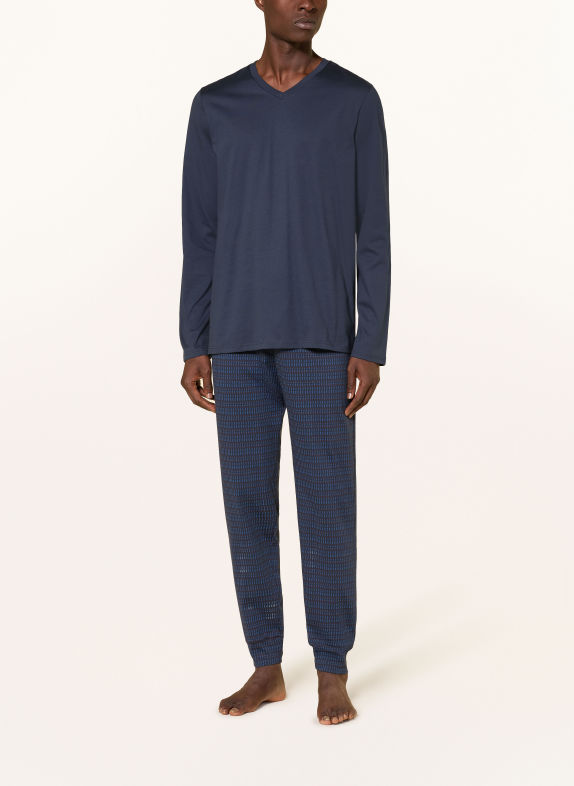 SCHIESSER Schlafanzug CASUAL ESSENTIALS DUNKELBLAU / DUNKELROT / BLAU