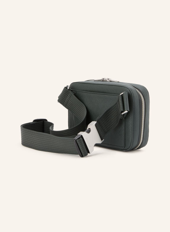 SANDRO Saffiano-Gürteltasche DUNKELGRÜN / SILBER