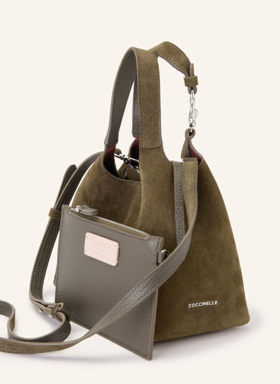 COCCINELLE Handtas met etui MARRON FONCÉ / ZILVER
