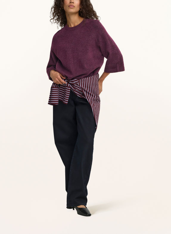 ONLY Gebreid shirt met 3/4-mouwen DONKERPAARS