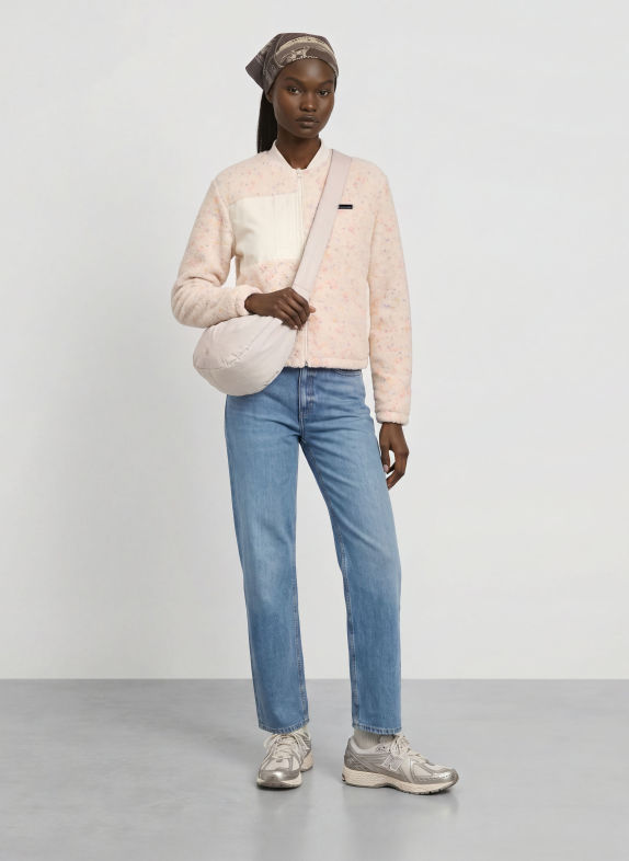 Columbia STELLAR PATH™ fleece jacket CREAM / NEON PINK / BLUE