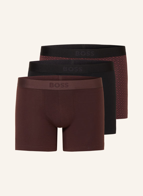 BOSS Bokserki ONE, 3 szt. CIEMNOBRĄZOWY / CIEMNOCZERWONY / CZARNY