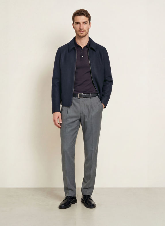 FEDELI Knitted polo shirt DARK BLUE