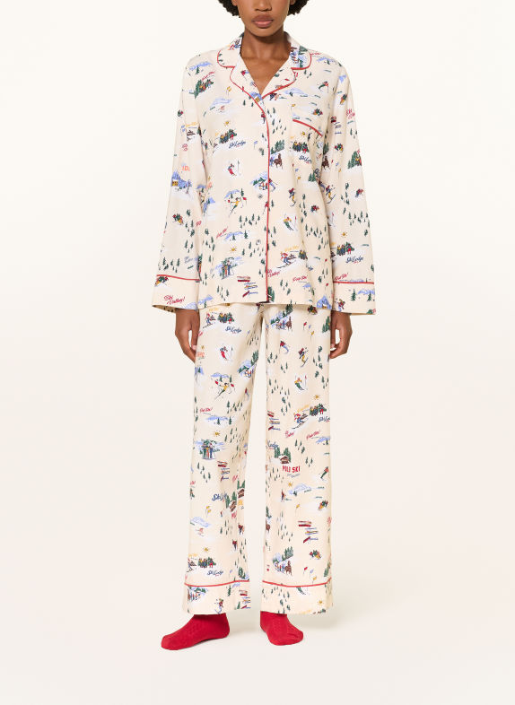 POLO RALPH LAUREN Flanellen pyjama ECRU / ROOD / GROEN