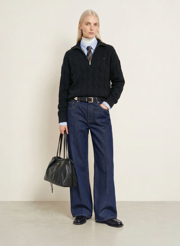 TOMMY HILFIGER Half-zip sweater BLACK