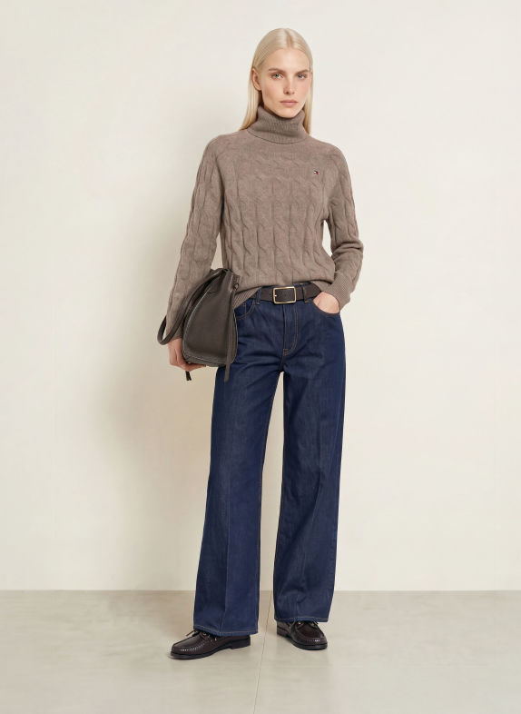 TOMMY HILFIGER Rollkragenpullover TAUPE