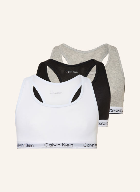 Calvin Klein 3-pack bralettes ICON COTTON STRETCH WHITE / LIGHT GRAY / BLACK