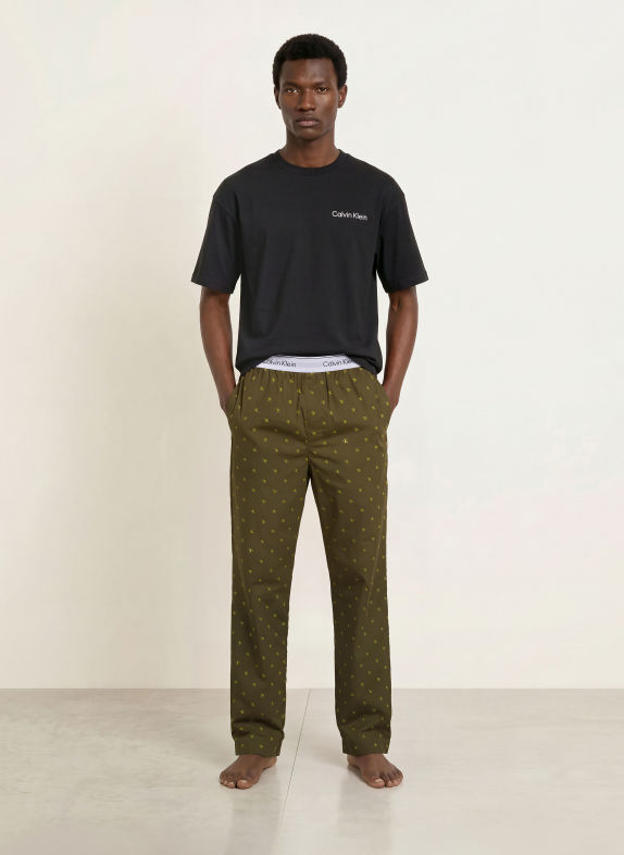 Calvin Klein Slaapbroek COTTON POPLIN OLIJF / LICHTGROEN / WIT