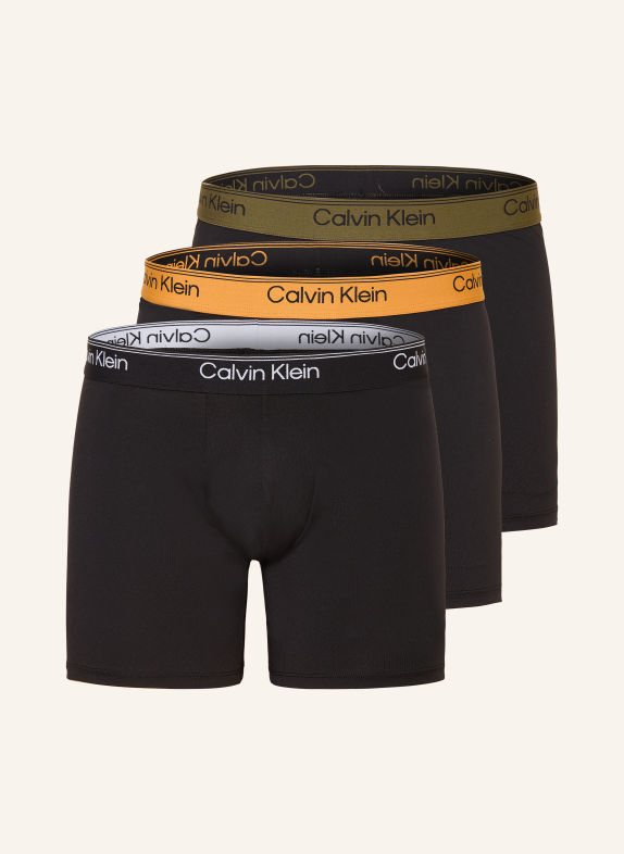 Calvin Klein 3-pack boxer shorts MICROFIBER STRETCH BLACK / DARK YELLOW / OLIVE