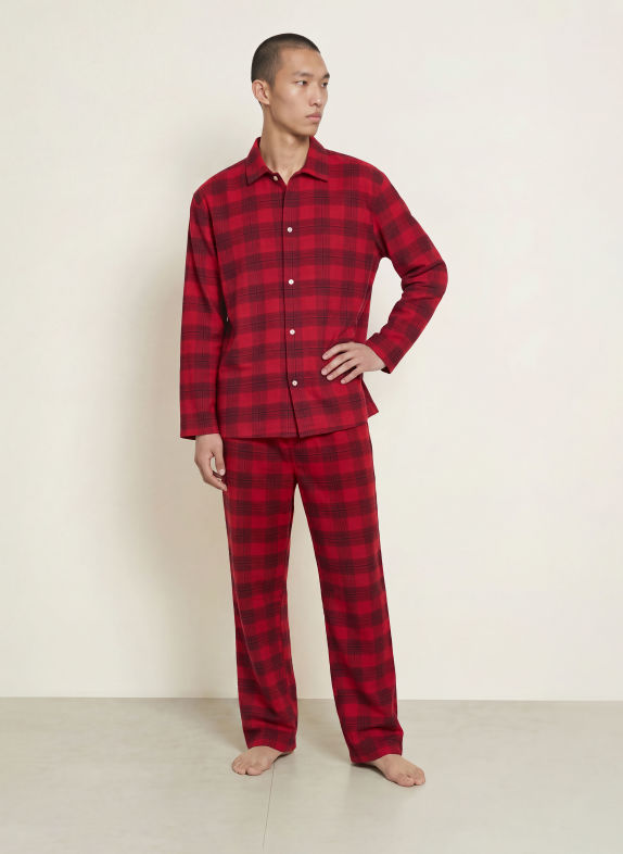 Calvin Klein FLANNEL SLEEP flannel pajama shirt RED / BLACK