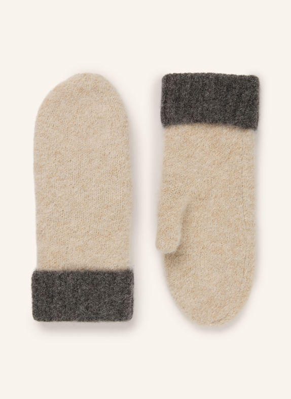 SAMSØE SAMSØE Wanten SAJEANNE met alpaca BEIGE / DONKERGRIJS