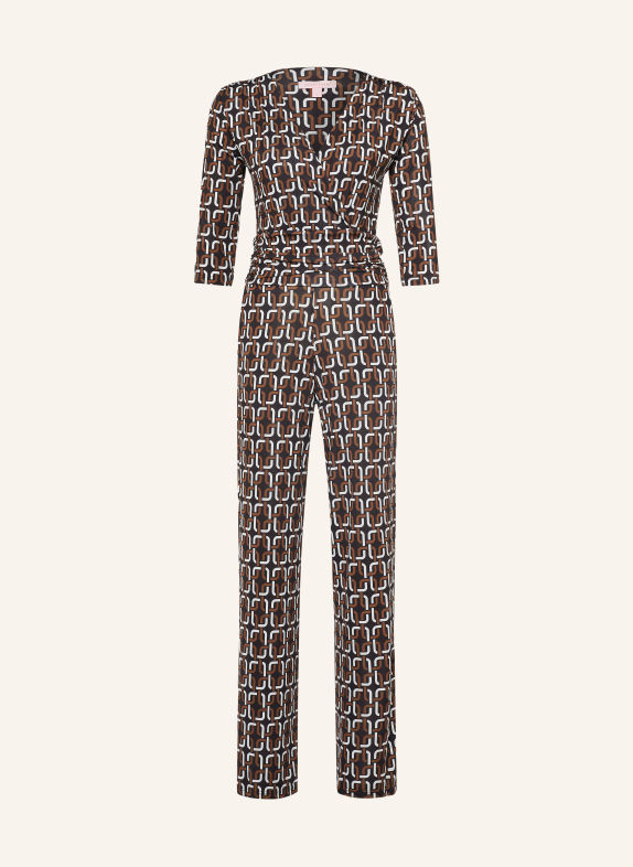 marivie Jersey-jumpsuit JUMP GREAT! met 3/4-mouwen BRUIN / WIT / ZWART