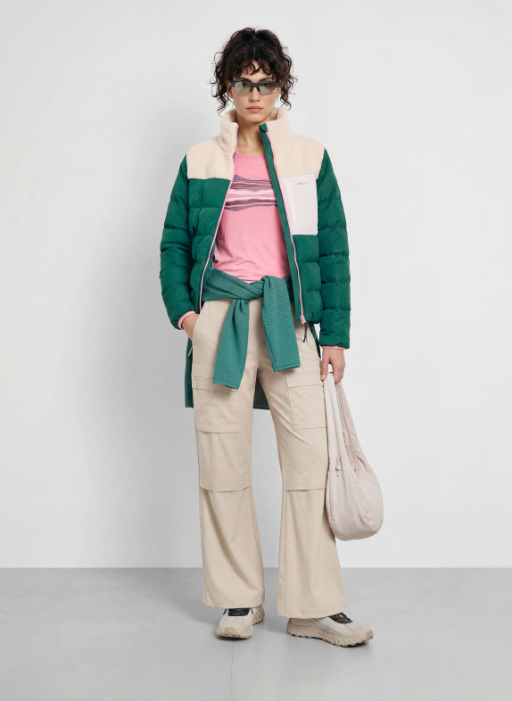 me°ru' Hybrid-Steppjacke VEJLE DUNKELGRÜN / BEIGE / HELLGRAU