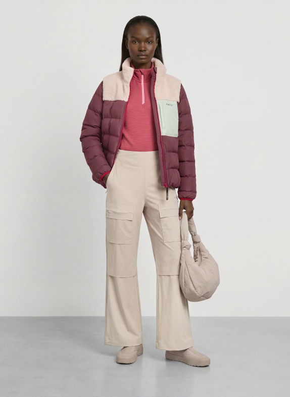 me°ru' Hybrid-Steppjacke VEJLE DUNKELROT / BEIGE / MINT