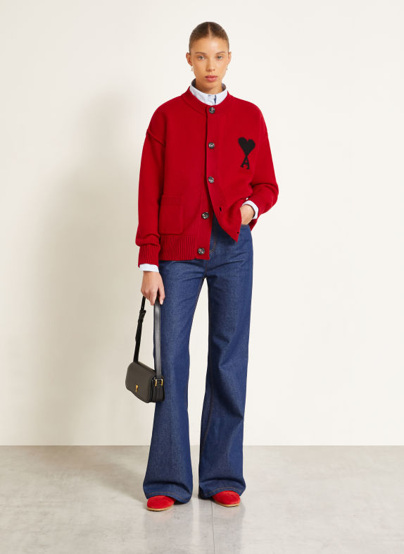 AMI PARIS Cardigan DARK RED