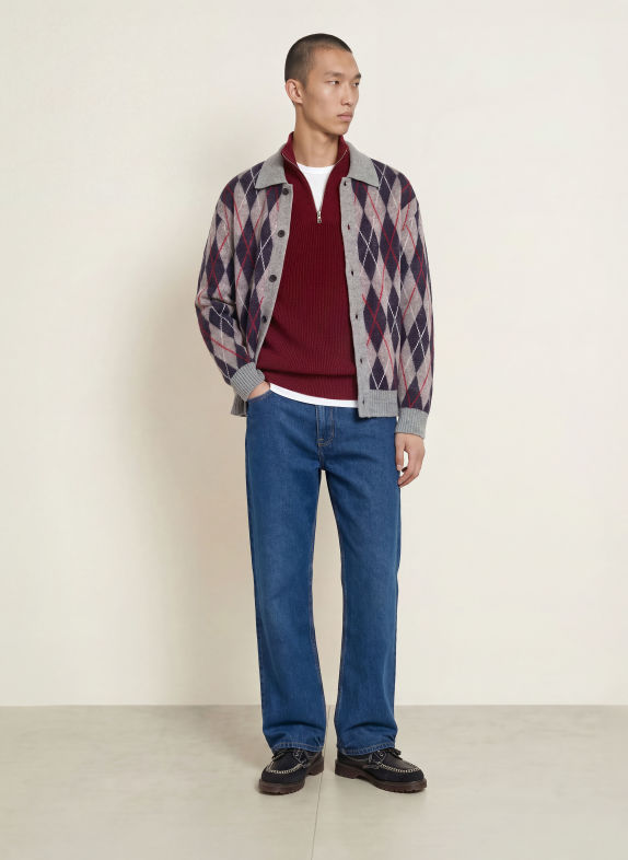 TOMMY HILFIGER Troyer TMAVĚ ČERVENÁ