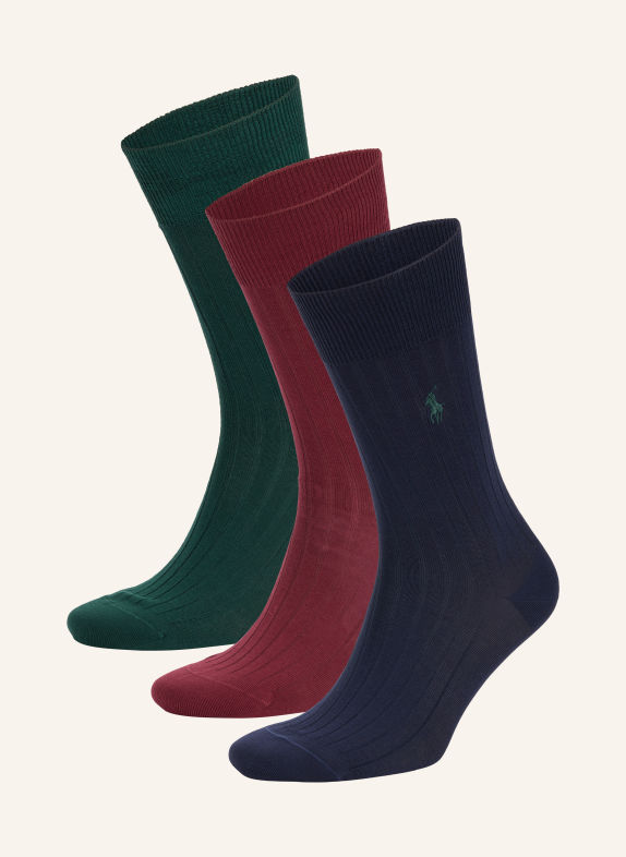 POLO RALPH LAUREN 3-pack sokken DONKERROOD / GROEN / DONKERBLAUW