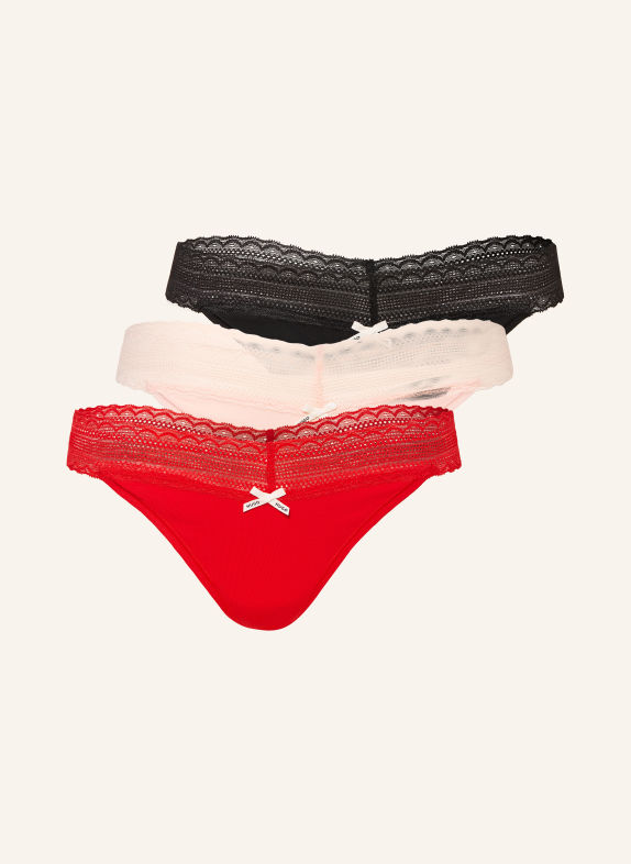 HUGO 3er-Pack Strings TRIPLET LACE ROT / HELLROSA / SCHWARZ