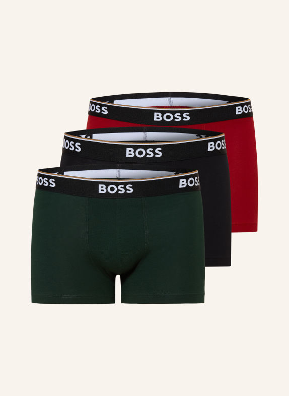 BOSS 3-pack boxershorts POWER MÖRKGRÖN / RÖD / SVART