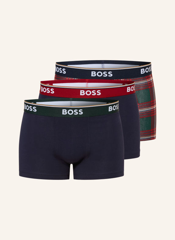 BOSS 3-pak boxershorts POWER MØRKERØD / GRØN / MØRKEBLÅ