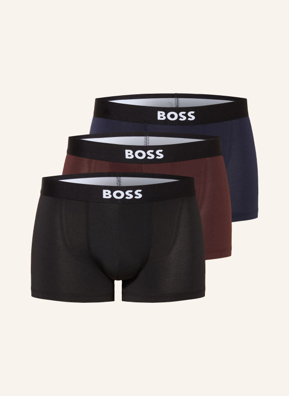BOSS 3-pak bokserek ONE CIEMNOBRĄZOWY / GRANATOWY / CZARNY