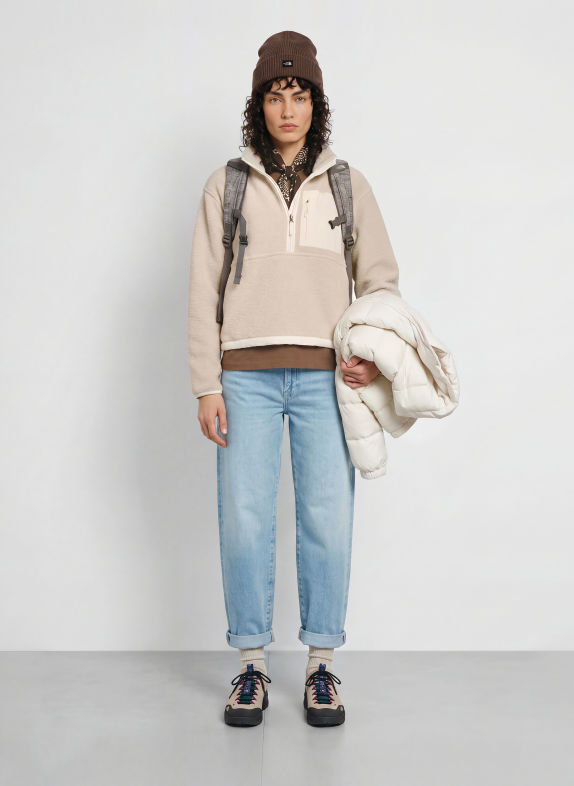 THE NORTH FACE YUMIORI Fleece Half-zip Sweater BEIGE / CREAM