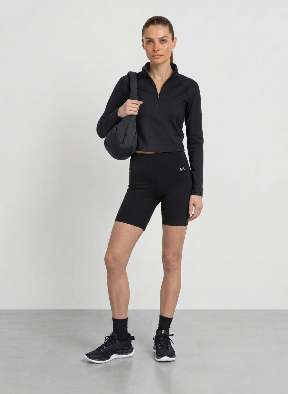 UNDER ARMOUR Cropped-Funktionsshirt UA MERIDIAN SCHWARZ