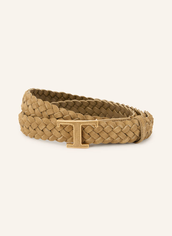 TOD'S Braided leather belt LIGHT BROWN