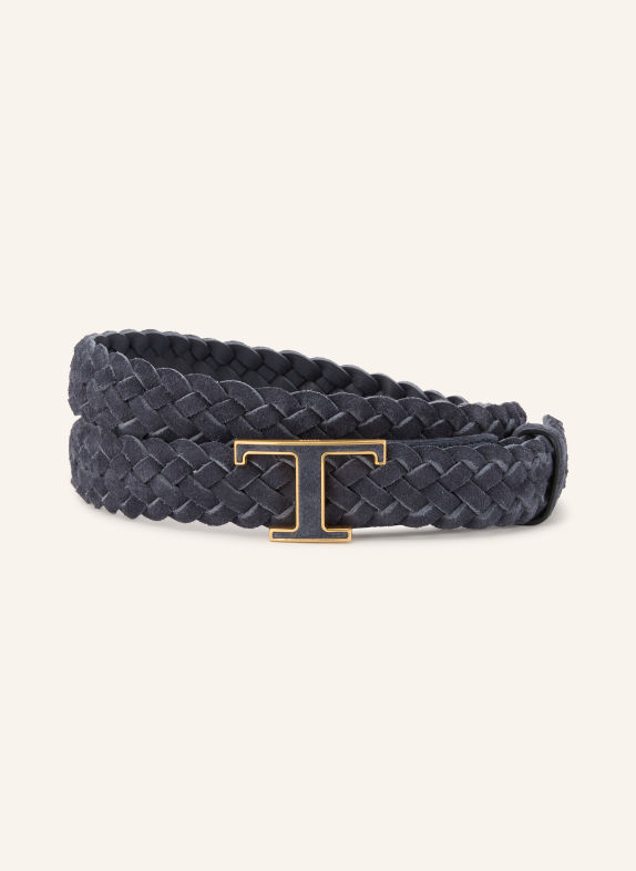 TOD'S Braided leather belt DARK BLUE