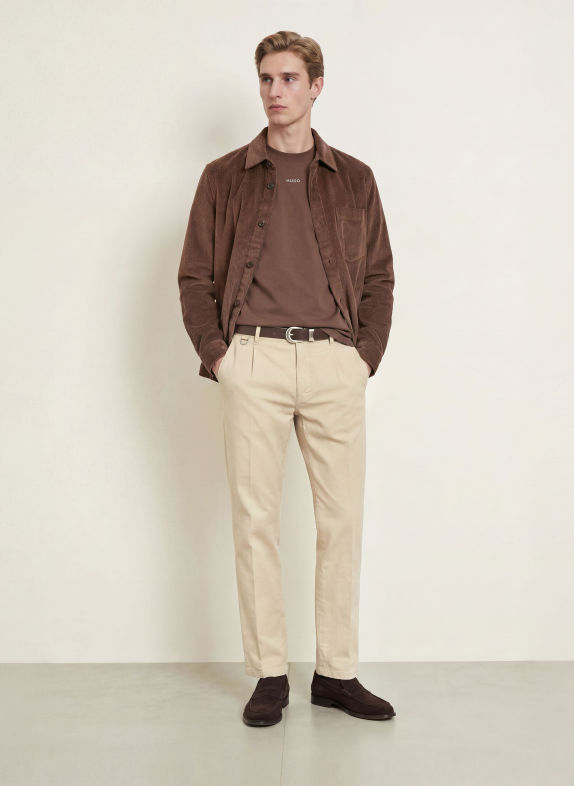 HUGO Veste en velours côtelé ECORD MARRON FONCÉ