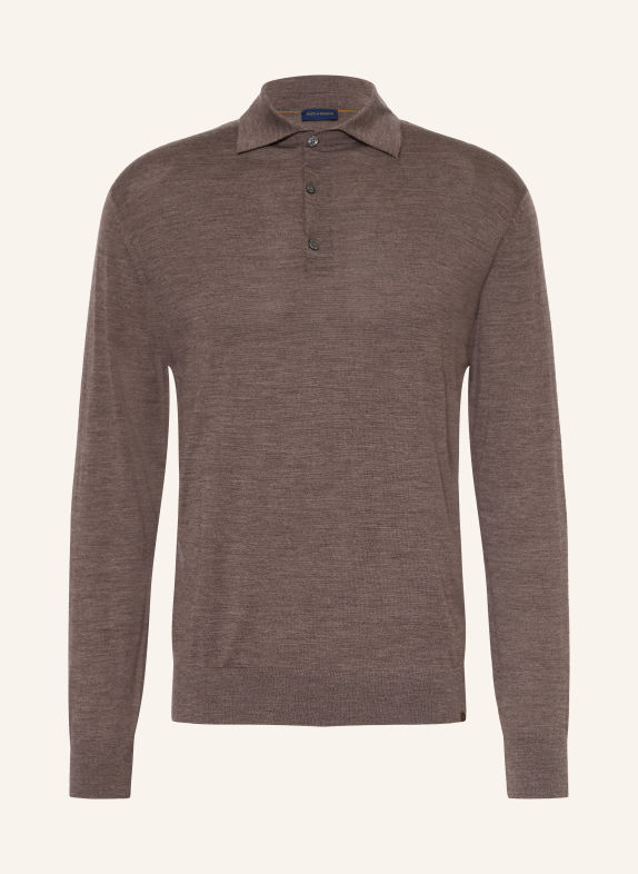 PAUL & SHARK Gebreid poloshirt Regular Fit van merinowol BRUIN