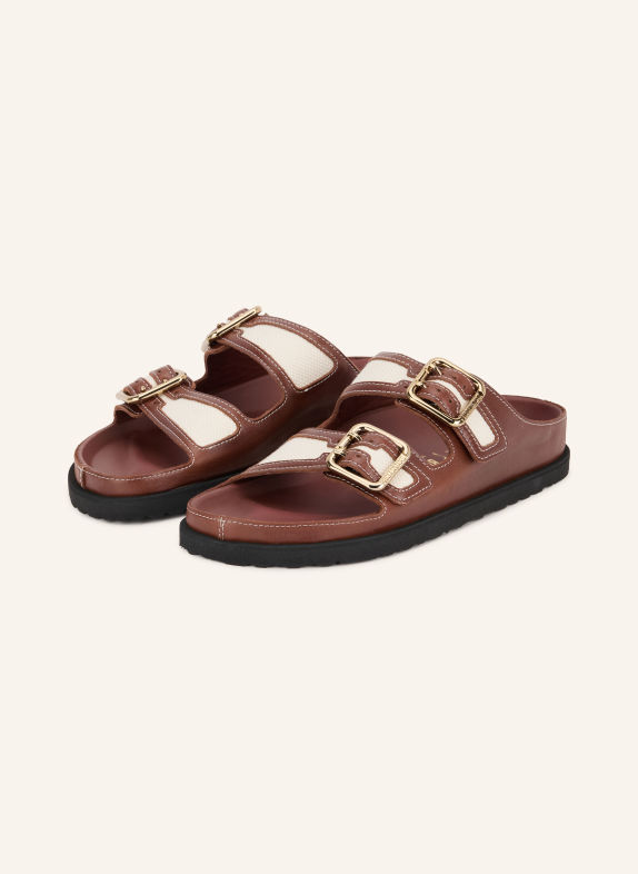 1774 BIRKENSTOCK ARIZONA BOLD CANVAS Slides BROWN / GOLD / CREAM