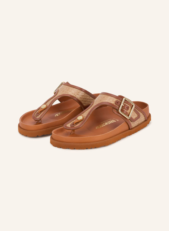 1774 BIRKENSTOCK Zehentrenner GIZEH RAFFIA COGNAC / GOLD / BEIGE