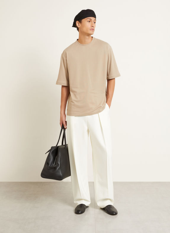 JACQUEMUS Tričko LE TSHIRT ROND CARRE BÉŽOVÁ / ČERNÁ