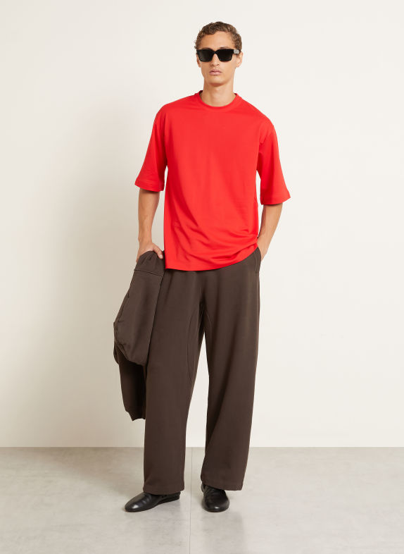 JACQUEMUS Tričko LE TSHIRT ROND CARRE ČERVENÁ / KRÉMOVÁ